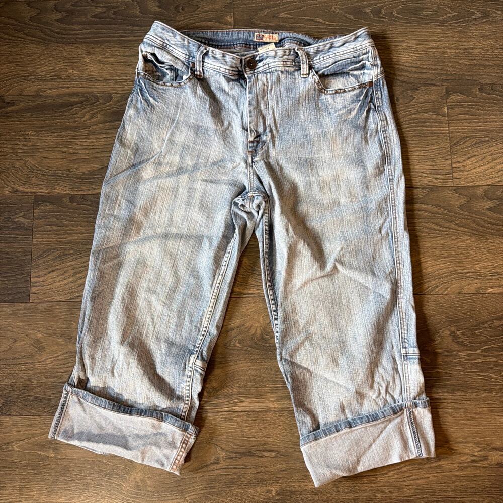 2000s Y2K Faded Glory Sz 18W Capri Jeans Rhinestone Cuffed Stretch Western